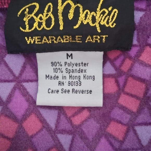 Bob Mackie Wearable Art Pink Spring Blouse Stained Glass Pattern Medium - Picture 9 of 9